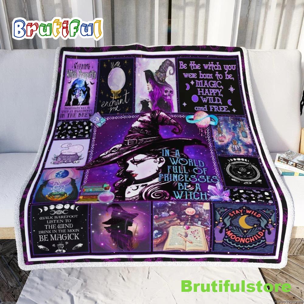 Princesses Be A Witch Halloween Sofa Fleece Throw Blanket