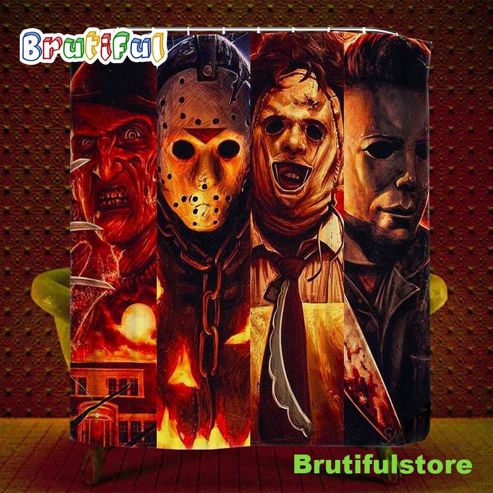 Scary Killer Freddy Jason Michael Horror Movie Themed Holiday Shower Curtain