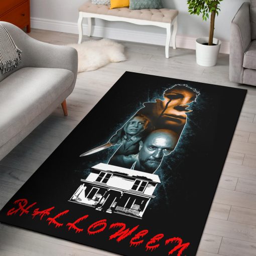 Scary Michael Myers Blood Tears With Knife Living Room Rug 1