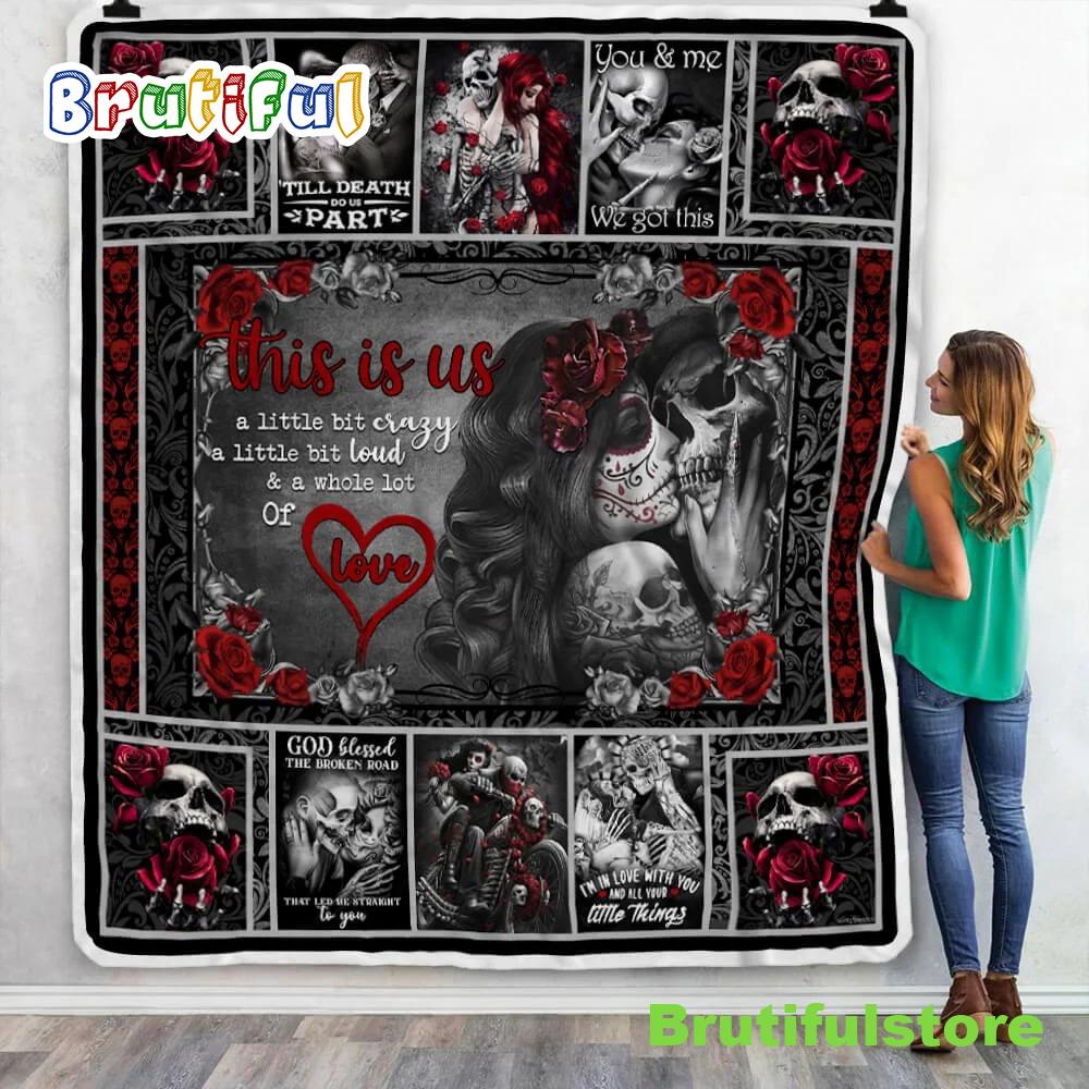 Skull Couple To My Love This Is Us Halloween Sofa Fleece Throw Blanket Halloween Gifts
