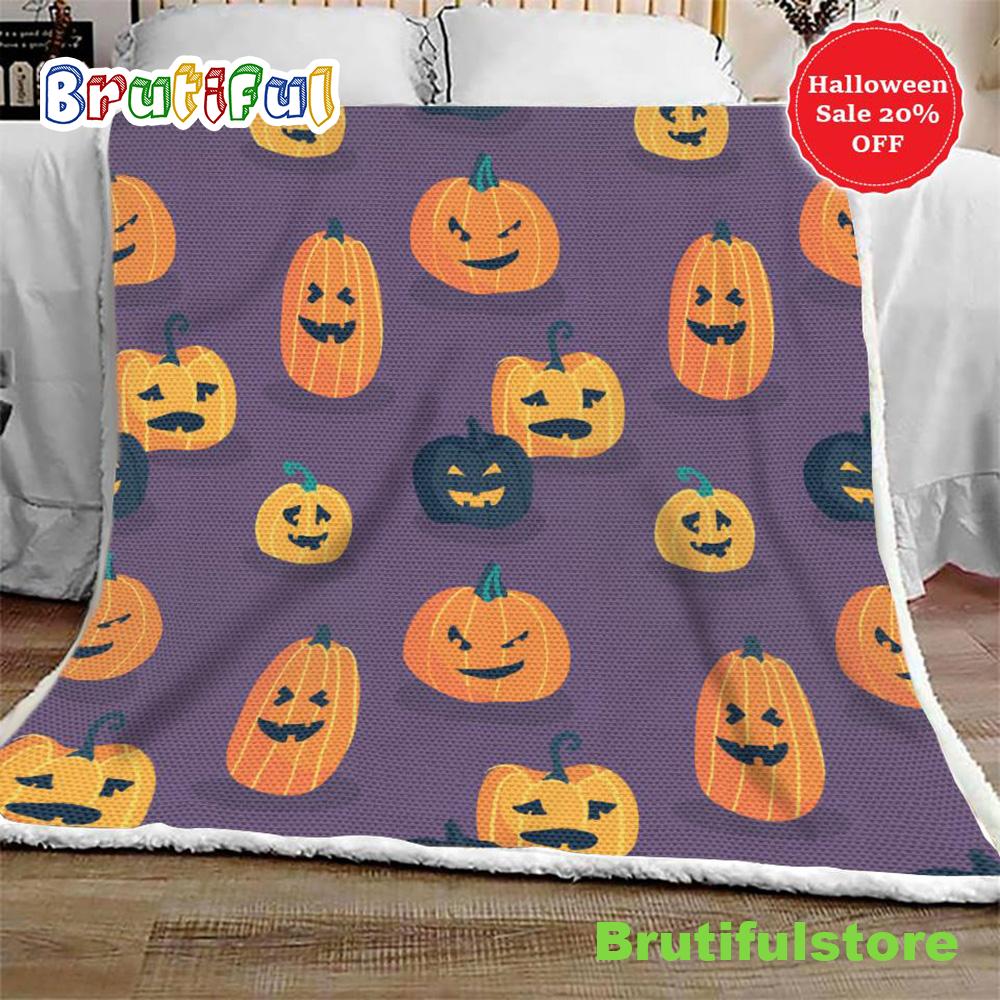 Spooky Pumpkins Funny Evil Halloween Sofa Fleece Throw Blanket Halloween Gifts
