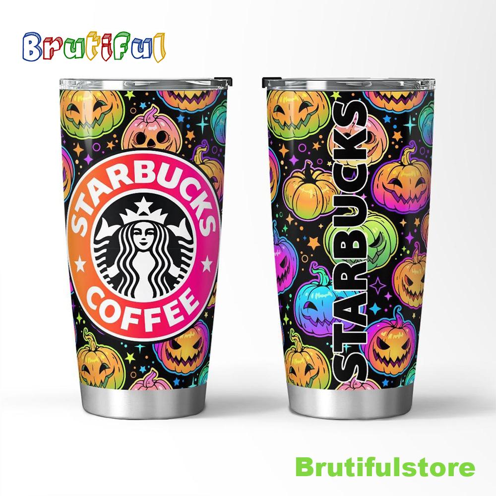 Starbucks Coffee Colorful Pumpkins Halloween Tumbler