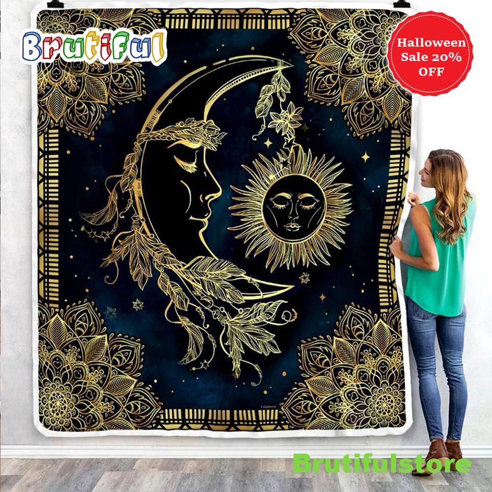 Sun and Moon Mandala Halloween Sofa Fleece Throw Blanket Halloween Gifts