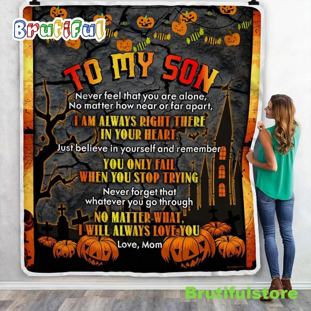 To My Son Halloween Sofa Fleece Throw Blanket Halloween Gifts