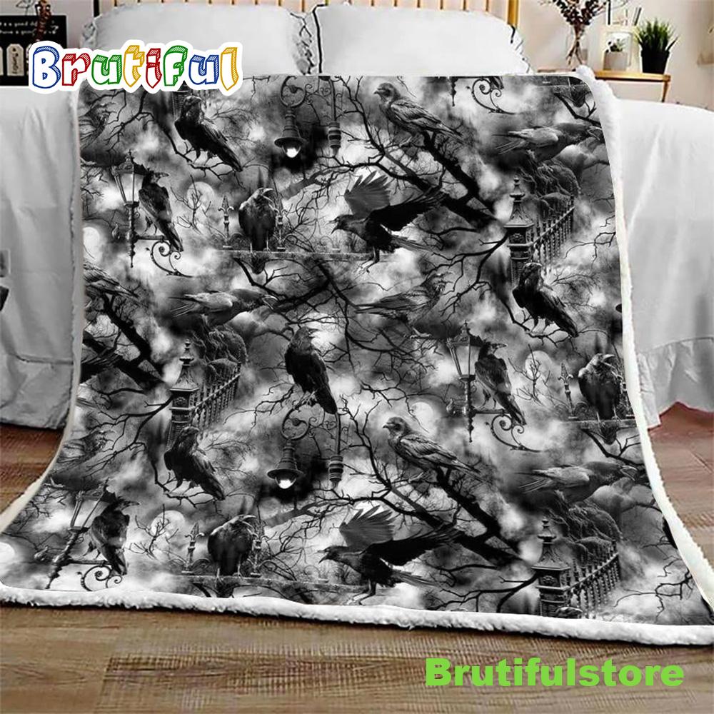 Wicked Halloween Spooky Crows Halloween Sofa Fleece Throw Blanket