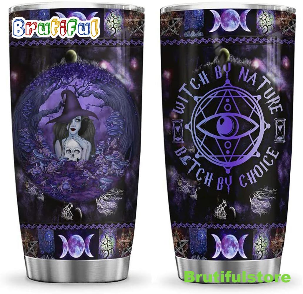 Witch By Nature Halloween Skull Halloween Gifts Tumbler Cup