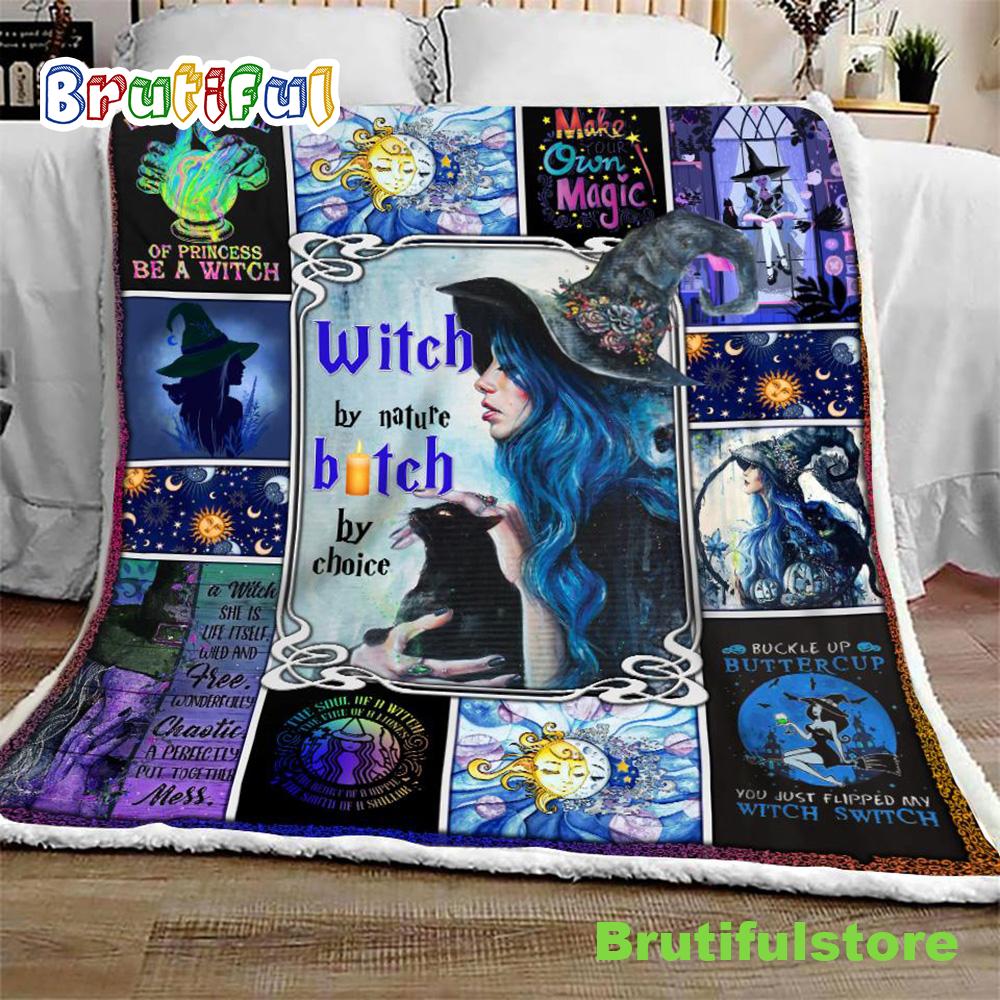 Witch By Nature Halloween Sofa Fleece Throw Blanket