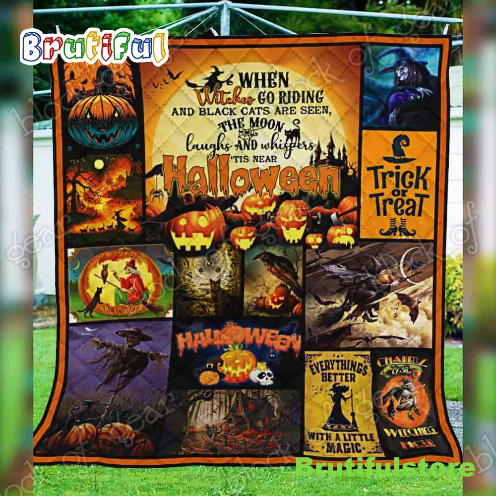 Witches Go Riding Halloween 3D All Over Printed Quilt Blanket