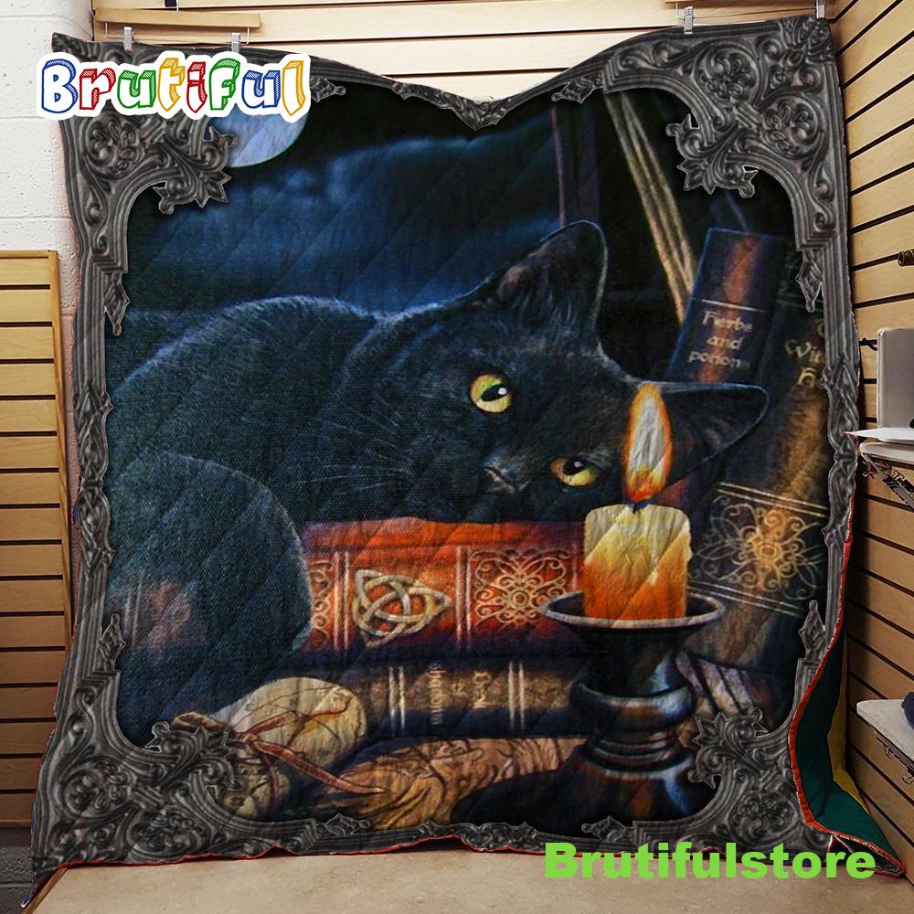 Witching Hour Black Cat Halloween 3D Quilt Blanket