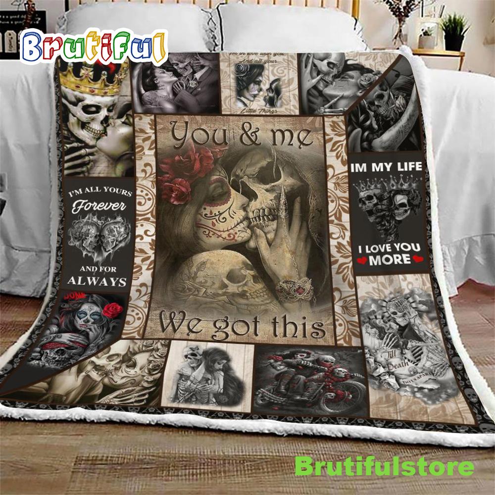 You and Me We Got This Skull Couple Halloween Sofa Fleece Throw Blanket