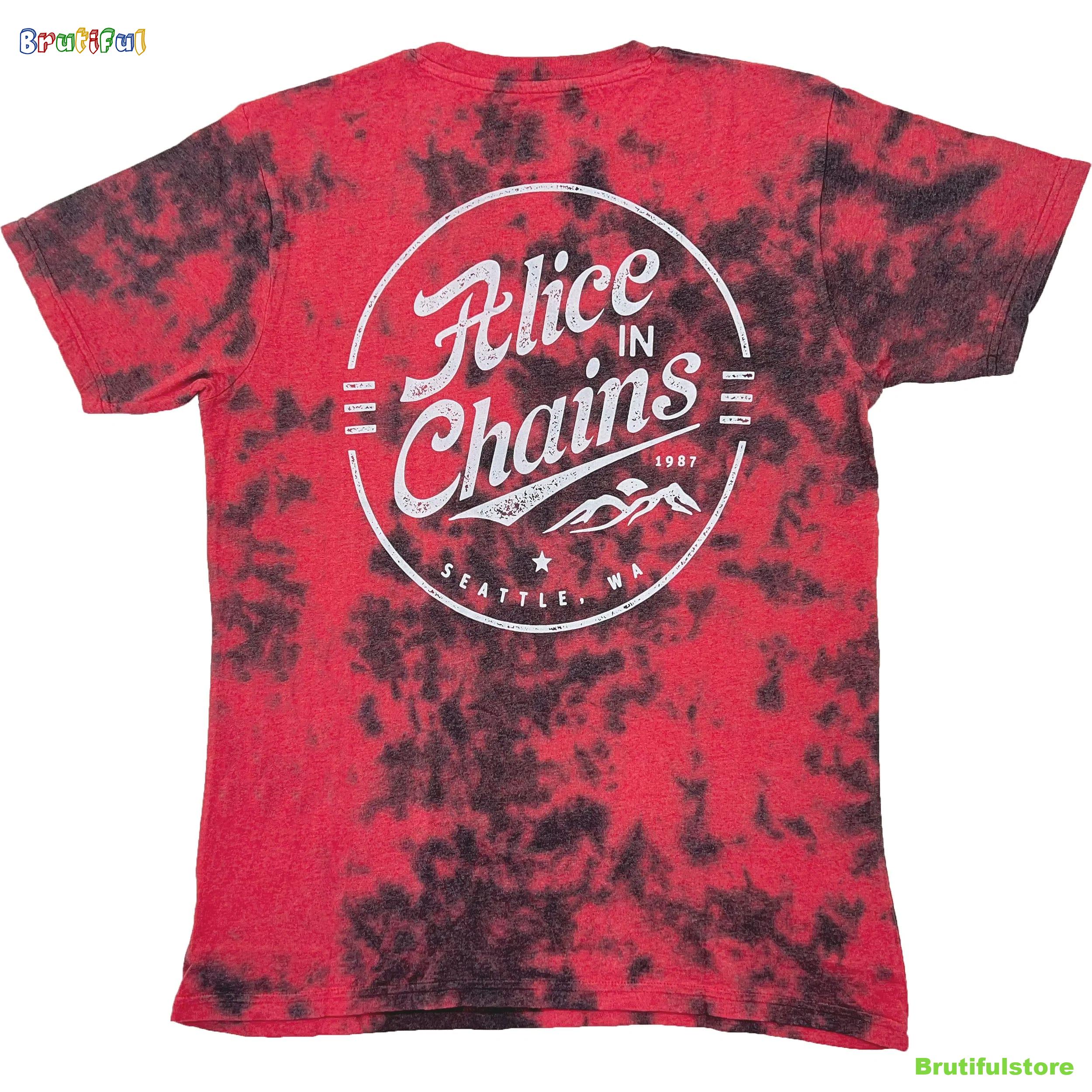 ALICE IN CHAINS Circle Emblem Back Print Dip Dye Tie Dye T shirt