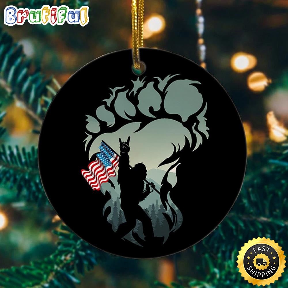 American Bigfoot Christmas Holiday Flat Bigfoot Yard Ornament