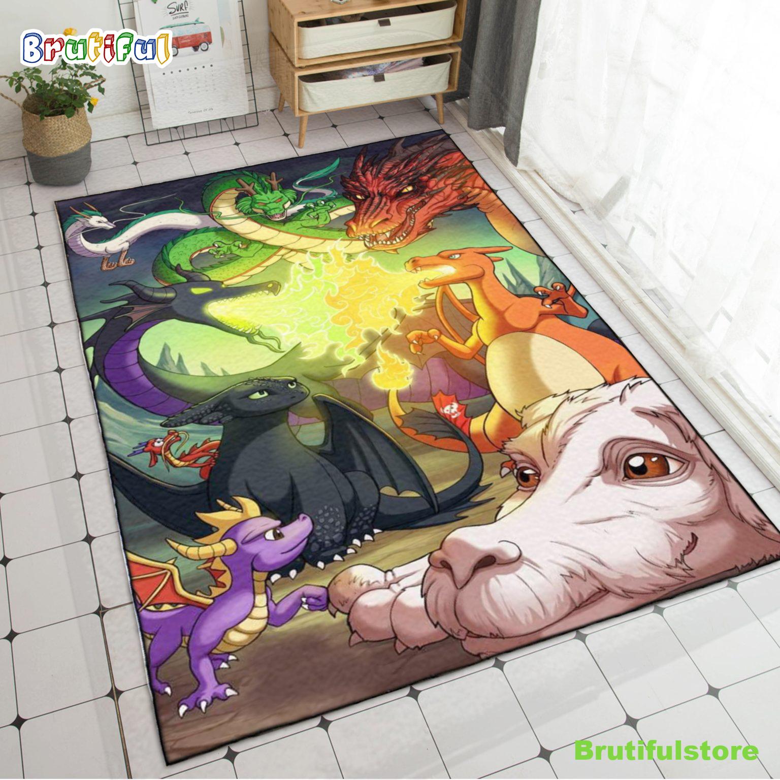 Asian dragons vs Western dragons Rug Carpet