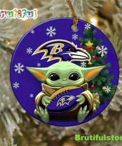 Baltimore Ravens Baby Yoda NFL Ornaments 2022 1