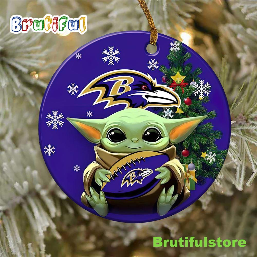 Baltimore Ravens Baby Yoda NFL Ornaments 2022 1