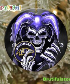 Baltimore Ravens Christmas Aluminum Ornament Skull Joker NFL Ornaments 2022 1