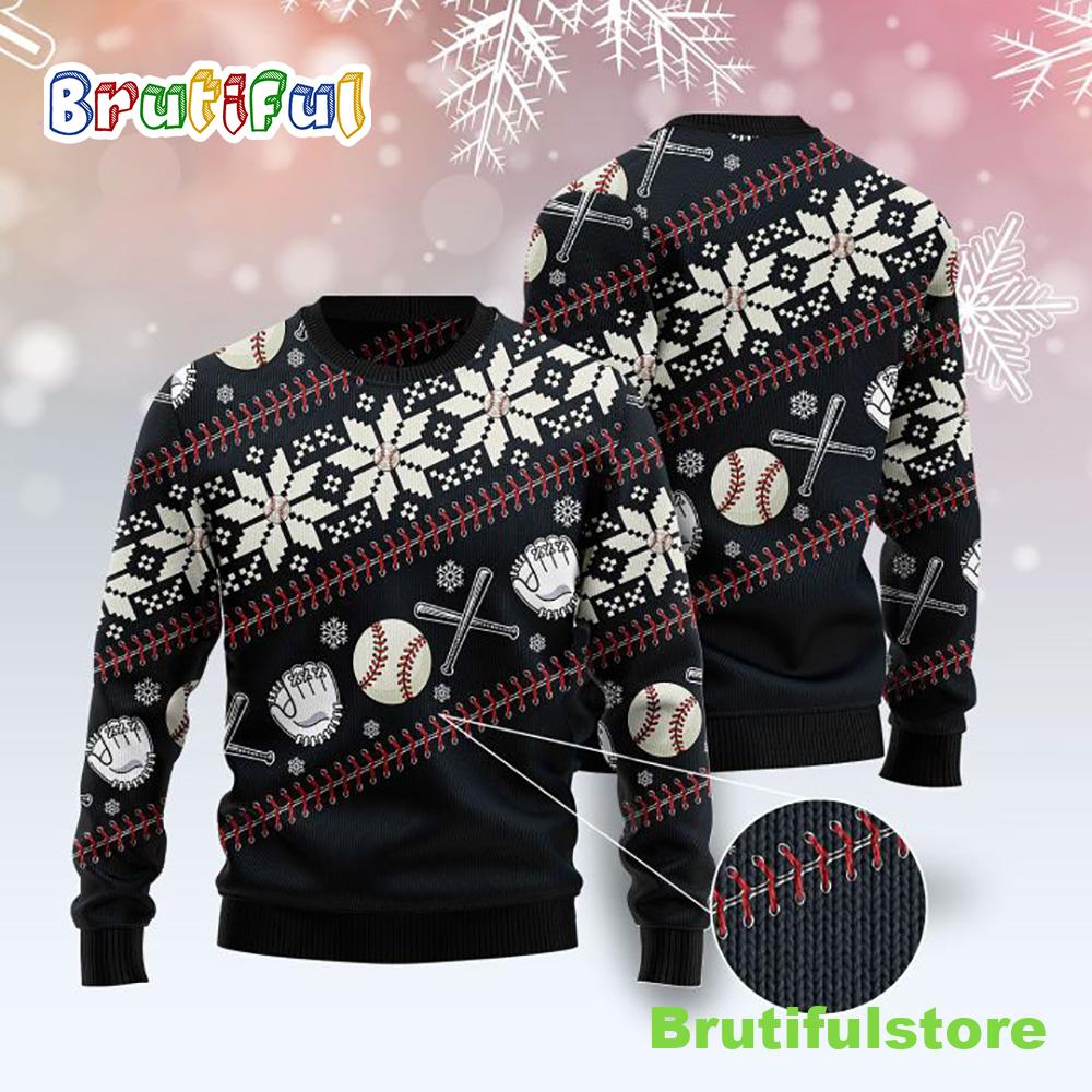 Baseball Christmas Ugly Christmas Sweater - Lover Xmas Sweater Gift