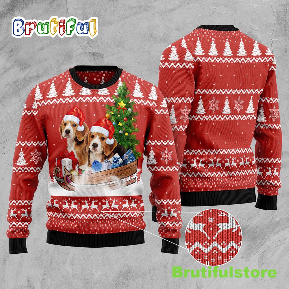 Beagle Dashing Ugly Christmas Sweater - Unisex Sweater Christmas Outfit