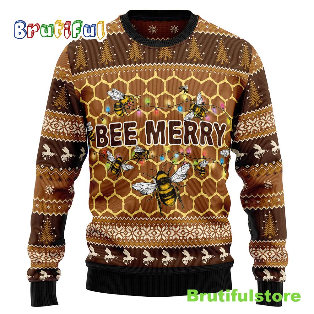Bee Merry Ugly Christmas Sweater - Lover Xmas Sweater Gift