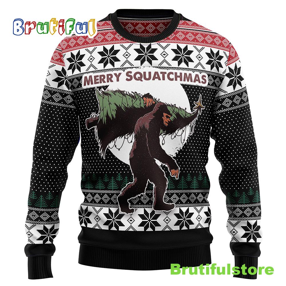 Bigfoot Squatchmas Ugly Christmas Sweater - Christmas Unisex Crewneck Sweater