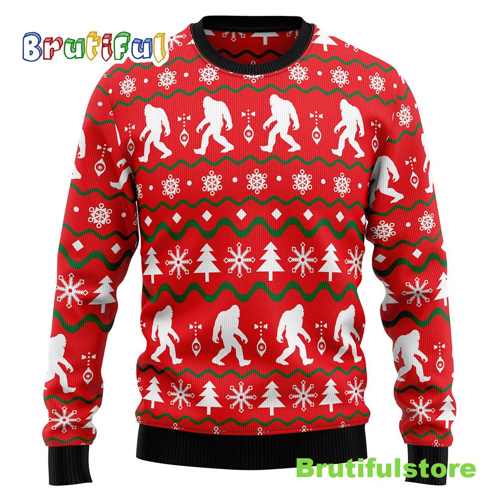 Bigfoot Ugly Christmas Sweater - Xmas Jumper Holiday Pullover