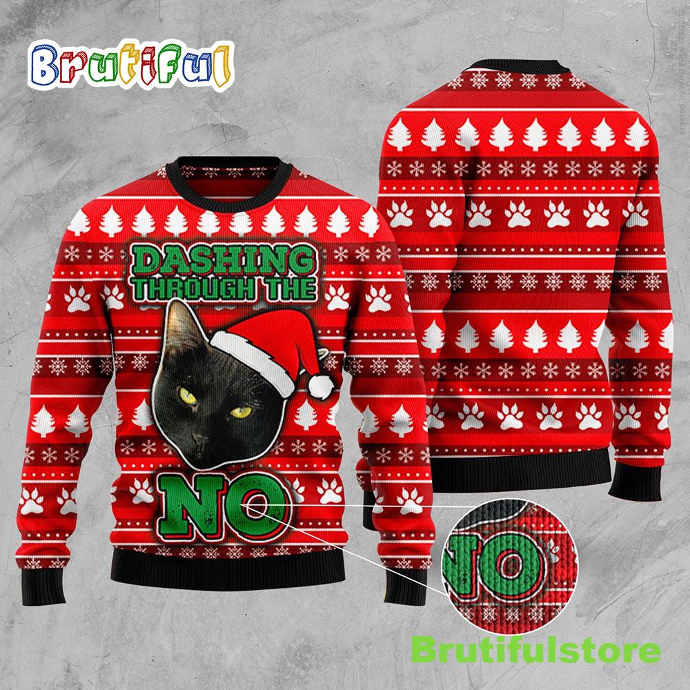 Black Cat Ugly Christmas Sweater - Christmas Unisex Crewneck Sweater