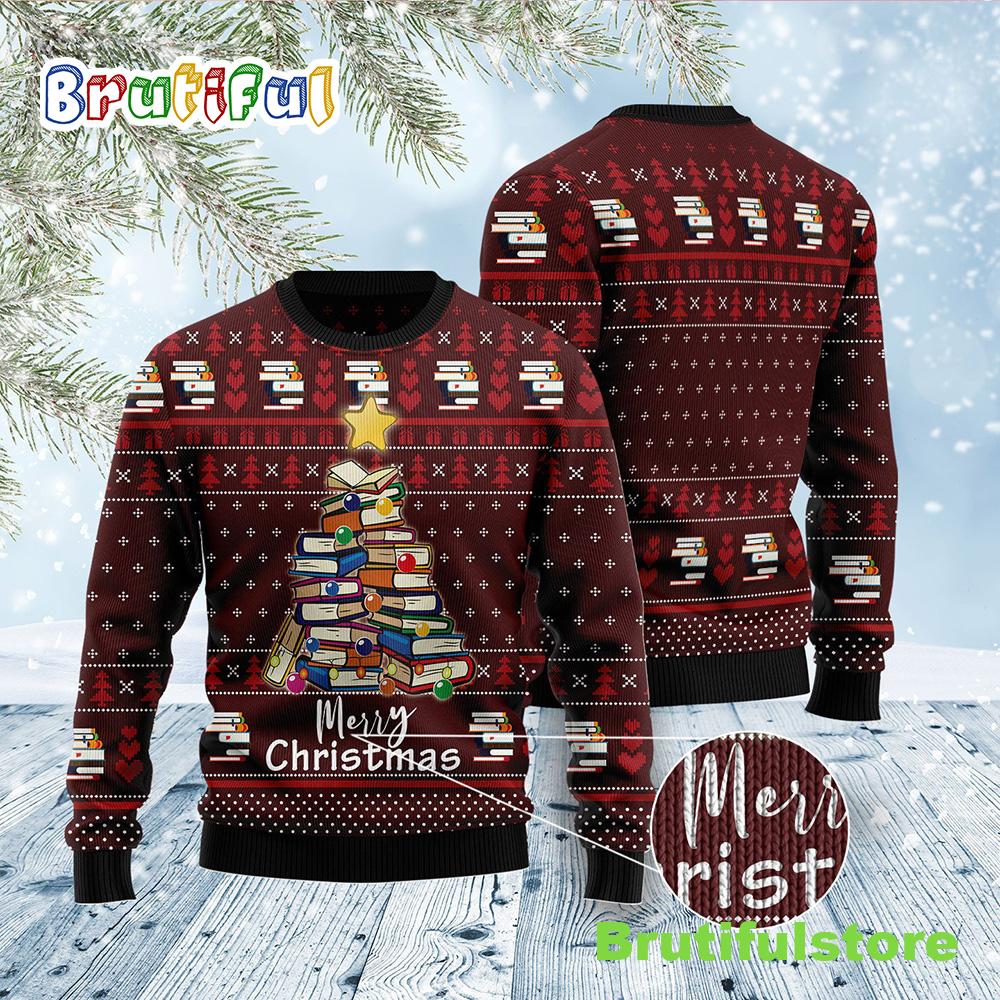 Book Pine Ugly Christmas Sweater - Lover Xmas Sweater Gift