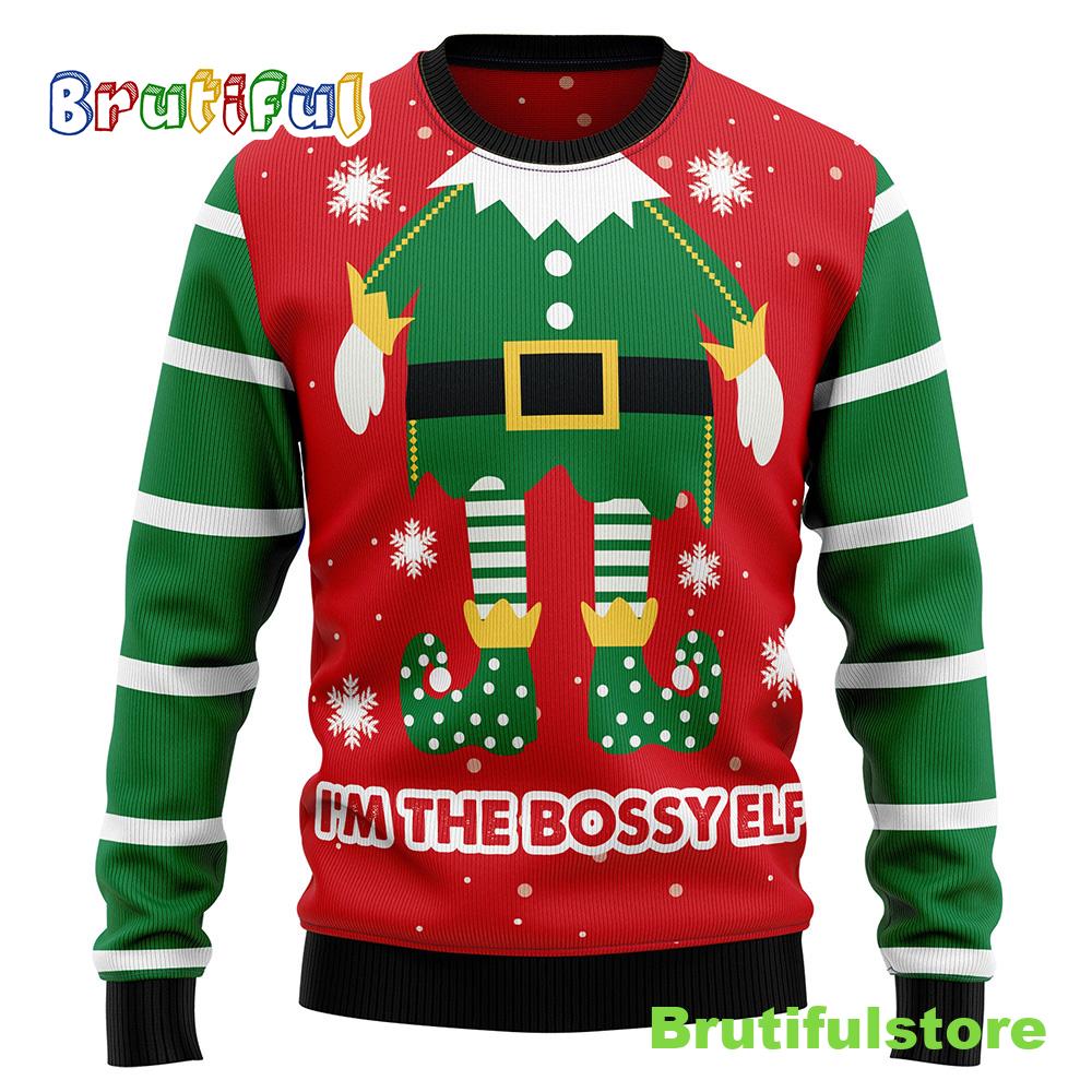 Bossy Elf Ugly Christmas Sweater - Christmas Unisex Crewneck Sweater