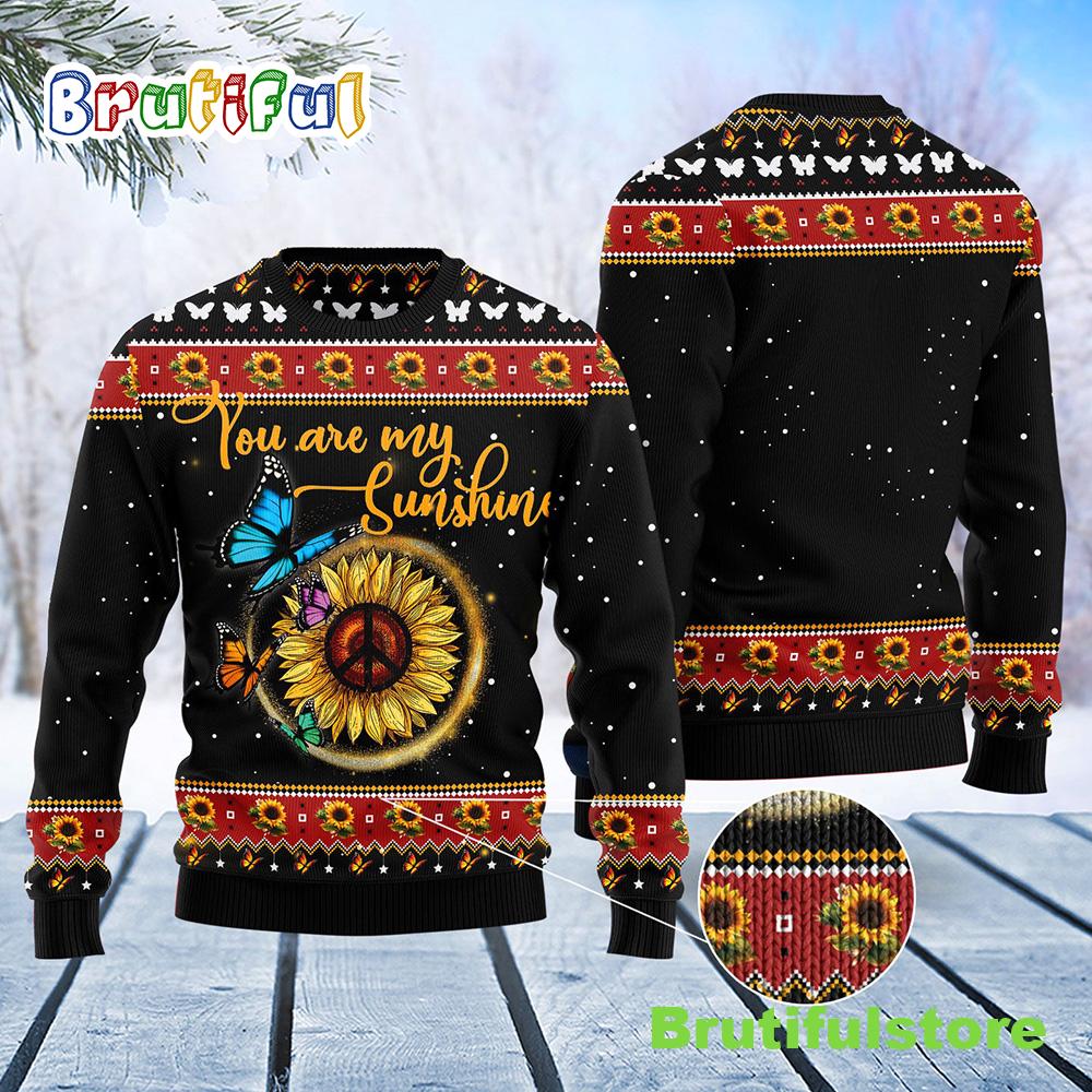 Butterfly Sunshine Ugly Christmas Sweater - Christmas Unisex Crewneck Sweater