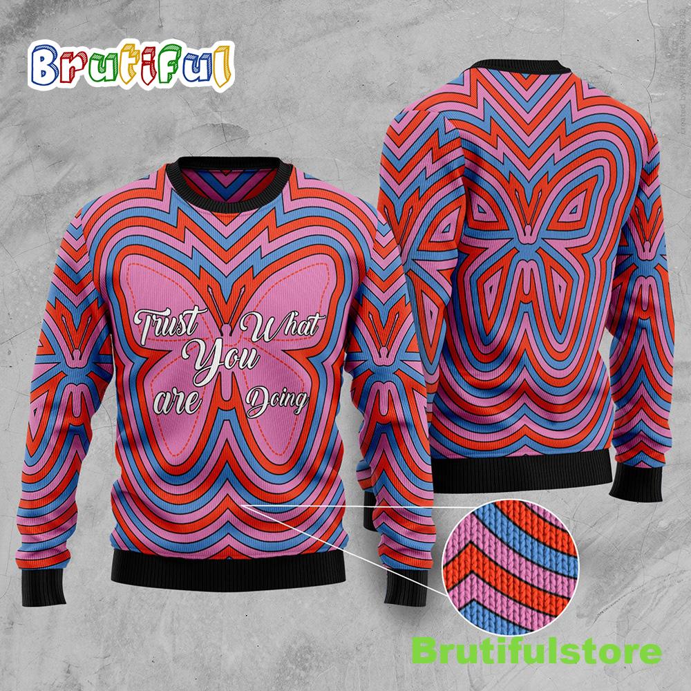 Butterfly Trust Ugly Christmas Sweater - Christmas Unisex Crewneck Sweater