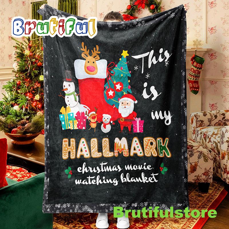 Christmas Gift Black Background Celebration Blanket