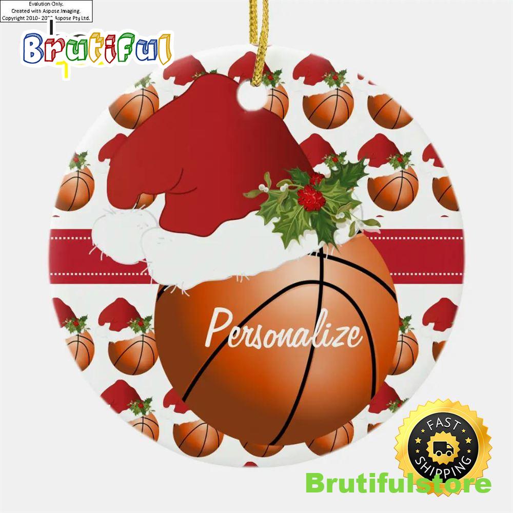 Christmas Sport Basketball Santa Hat Ceramic NBA Christmas Ornaments