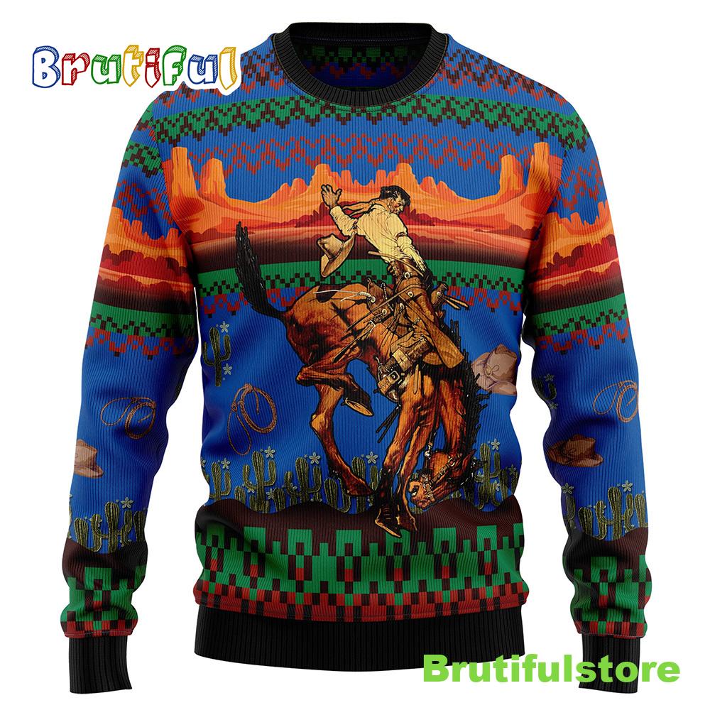 Cowboy Desert Ugly Christmas Sweater Christmas Graphic Sweater
