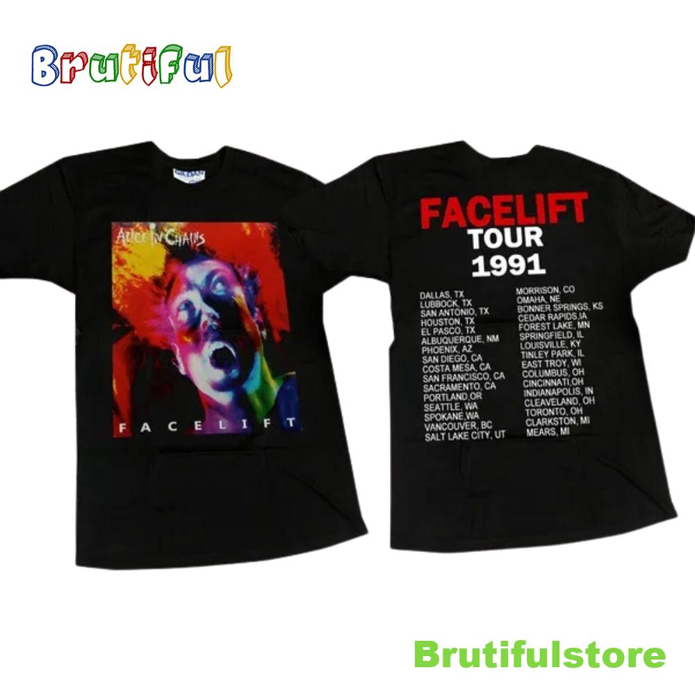 Details about vintage 1990 Alice In Chains Facelift Tour band rock T shirt Black
