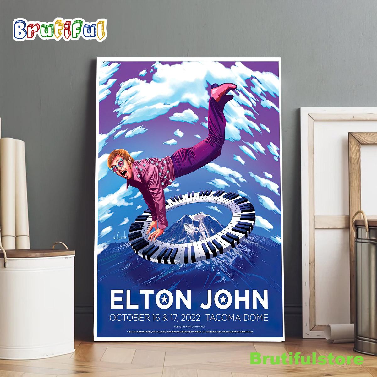 Elton John Tour 2022 Tacoma Dome October 16th 17th Poster Canvas