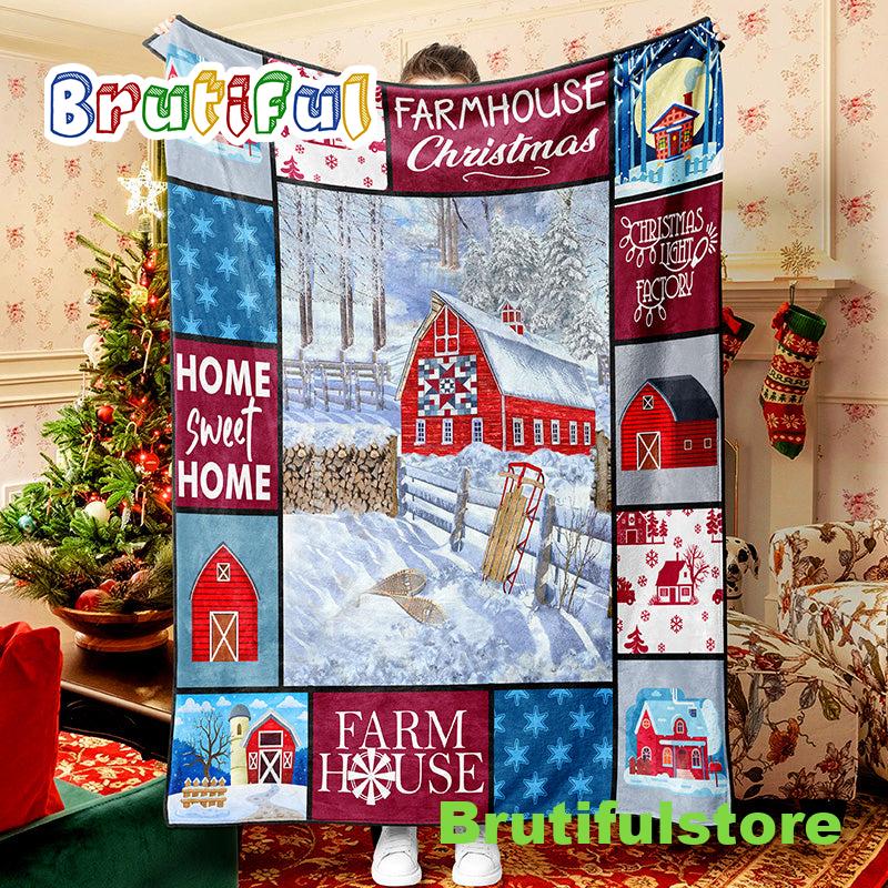 Farmhouse Christmas Snow Christmas Blanket