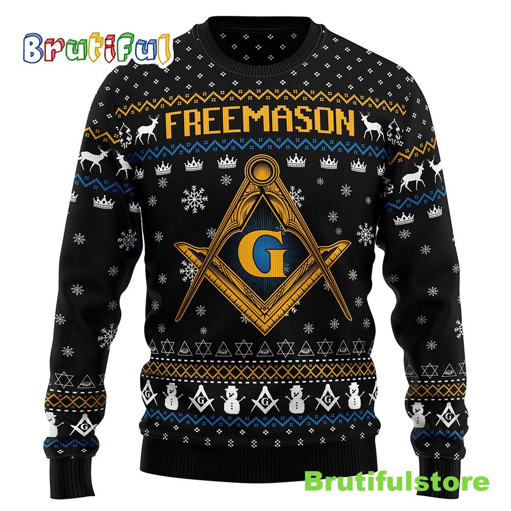 Freemason Ugly Christmas Sweater Christmas Crewneck Sweater
