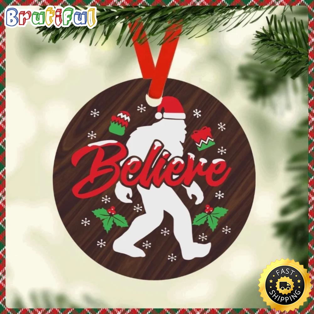 Funny Christmas With Believe Phrase And Bigfoot Hallmark Bigfoot Ornament
