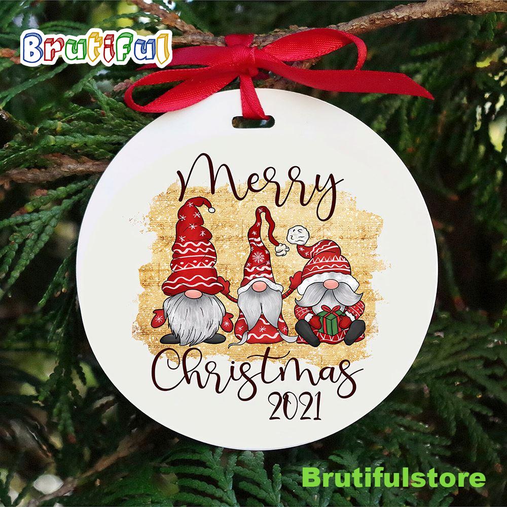 Gnome Family 2022 Merry Christmas Grinch Christmas Tree Ornament 1