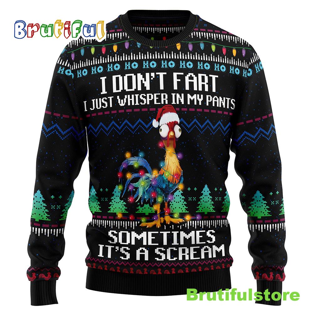 It S Scream Chicken Ugly Christmas Sweater Christmas Unisex Crewneck Sweater