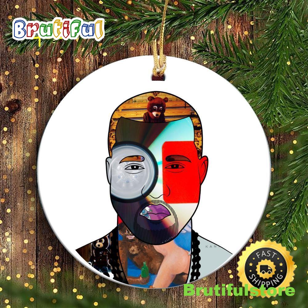 Kanye West Cartoon Style African American Hip Hop Christmas Ornament