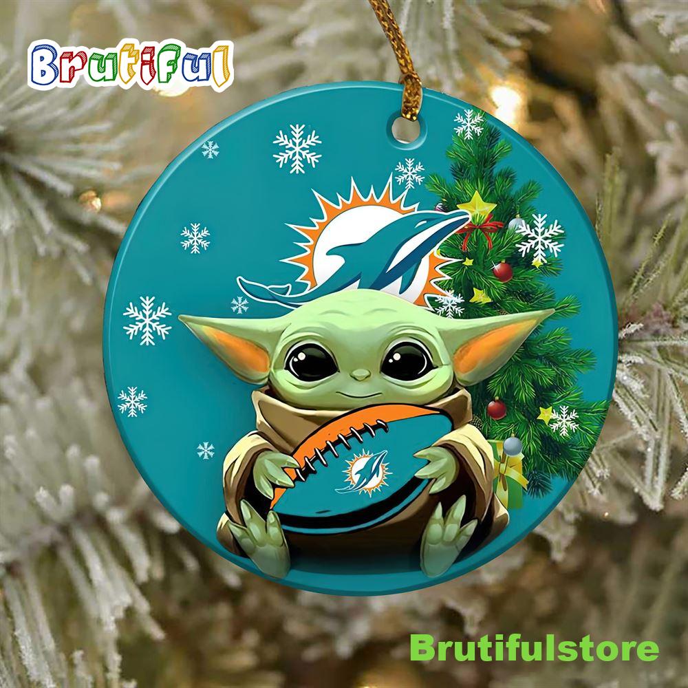 Miami Dolphins Baby Yoda NFL Football Ornaments 2022 1