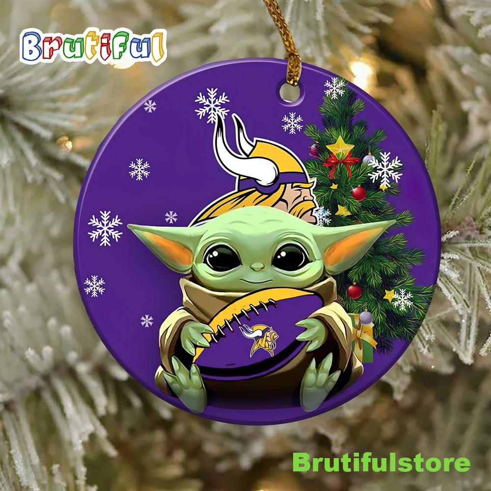 Minnesota Vikings Baby Yoda NFL Football Ornaments 2022 1