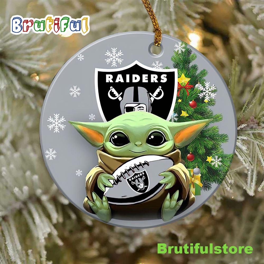 Oakland Raiders Baby Yoda NFL Football Ornaments 2022 1