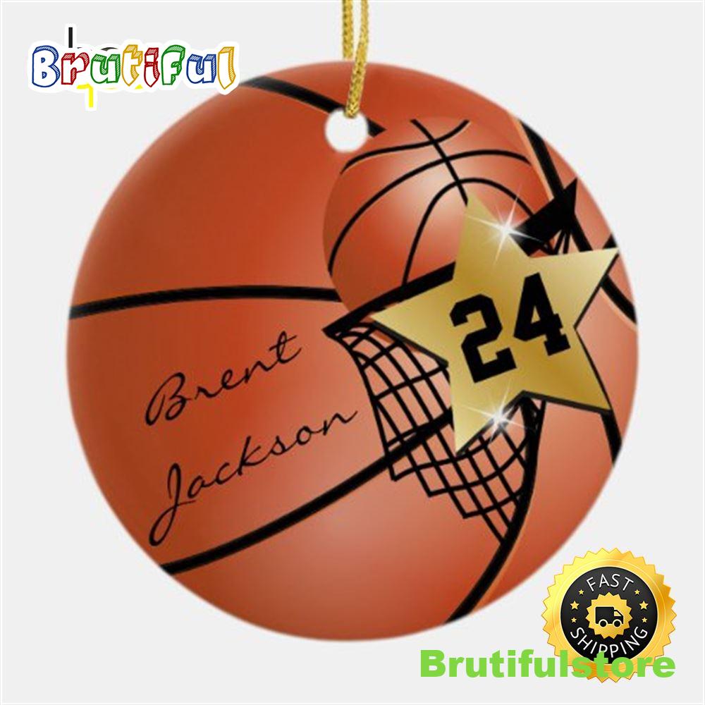 Personalize Super Star Player Basketball Ceramic NBA Christmas Ornaments