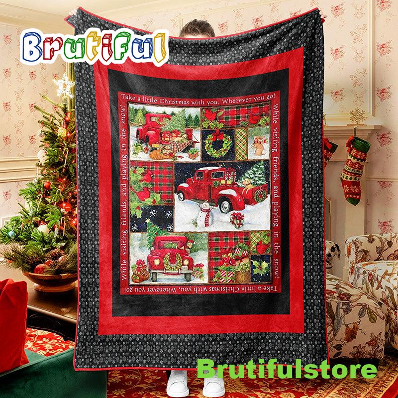 Red Truck Christmas Tree Wreath Gift To Celebrate Christmas Snowman Quilt