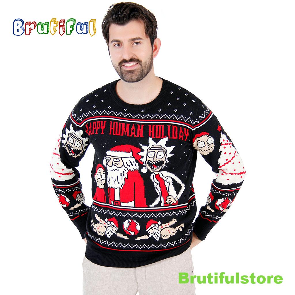 Rick And Morty Happy Human Holiday Ugly Christmas Sweater