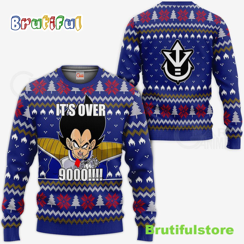 Vegeta Ugly Christmas It s Over 9000 Funny DBZ Xmas Gift Sweater