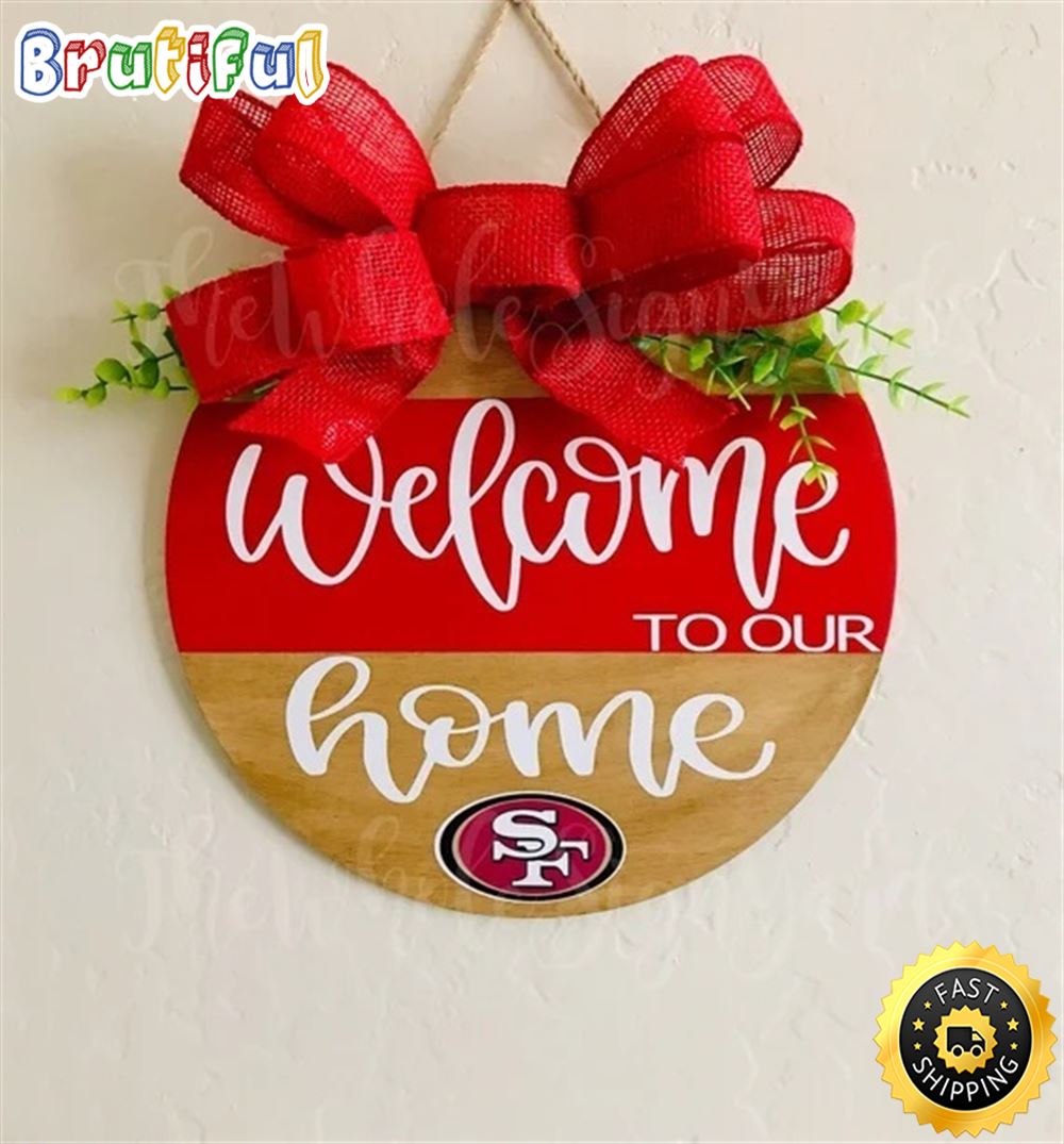 12 San Francisco 49ers Wood Round Door Sig NFL Christmas Round Sign