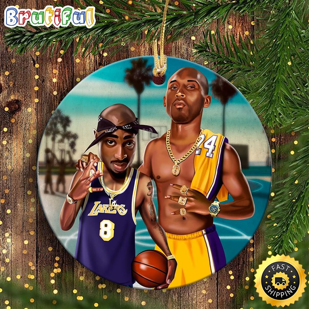 2pac Kobe Bryant Artwork Impressive Hip Hop Christmas Ornament